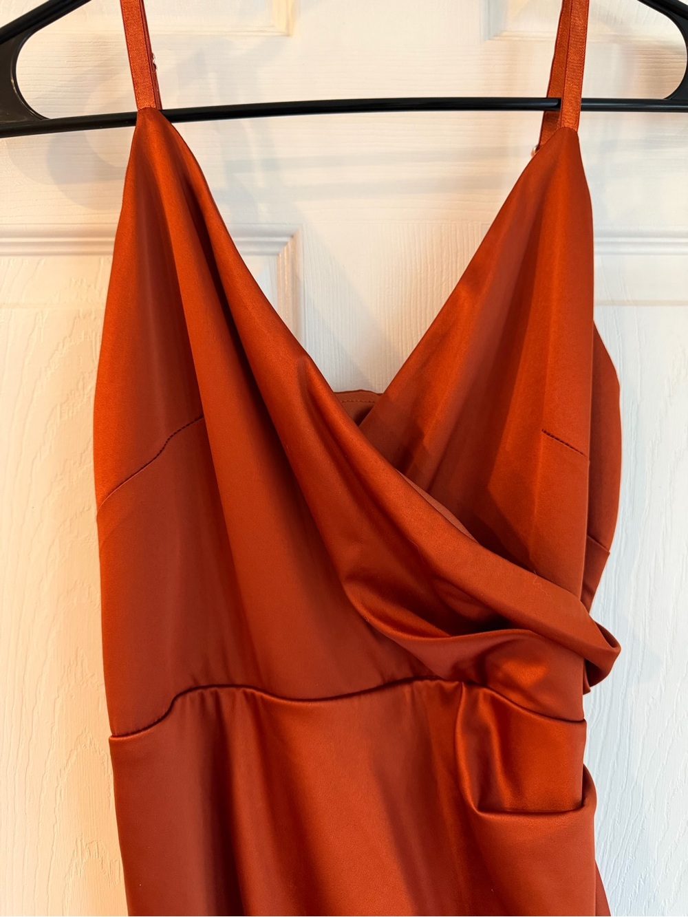 Rust Satin Ruched Slip Dress - Brand - Picture 3 of 5